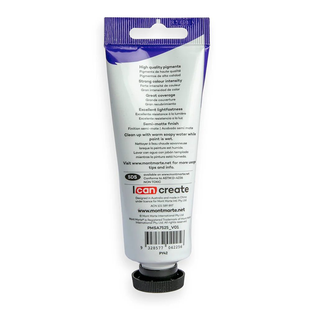 Satin Acrylic Paint Premium 75ml (2.5 US fl.oz) Tube - Yellow Ochre - Image 3