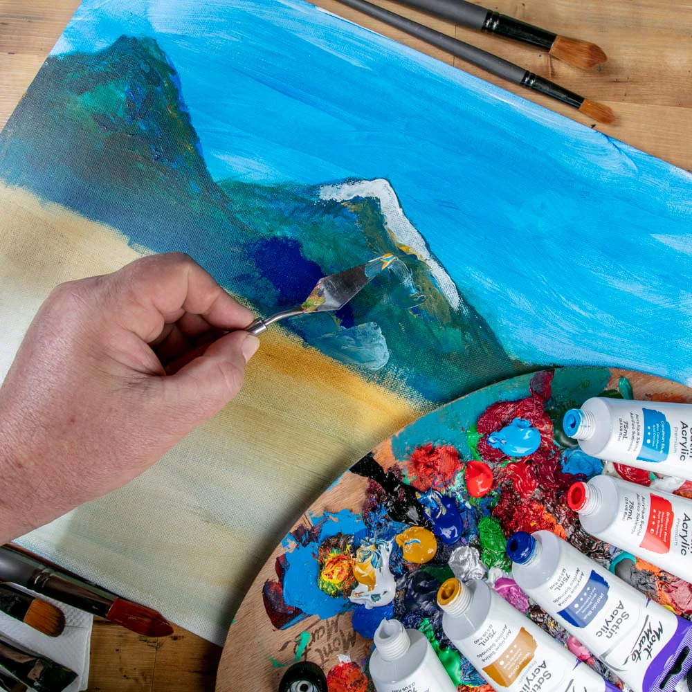 Satin Acrylic Paint Premium 75ml (2.5 US fl.oz) Tube - Yellow Ochre - Image 4